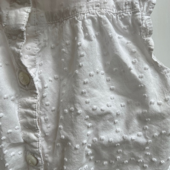 Crazy 8 2T White Dot Textured Girls Short Flutter Sleeve Tie Front Top Blouse - Picture 2 of 4